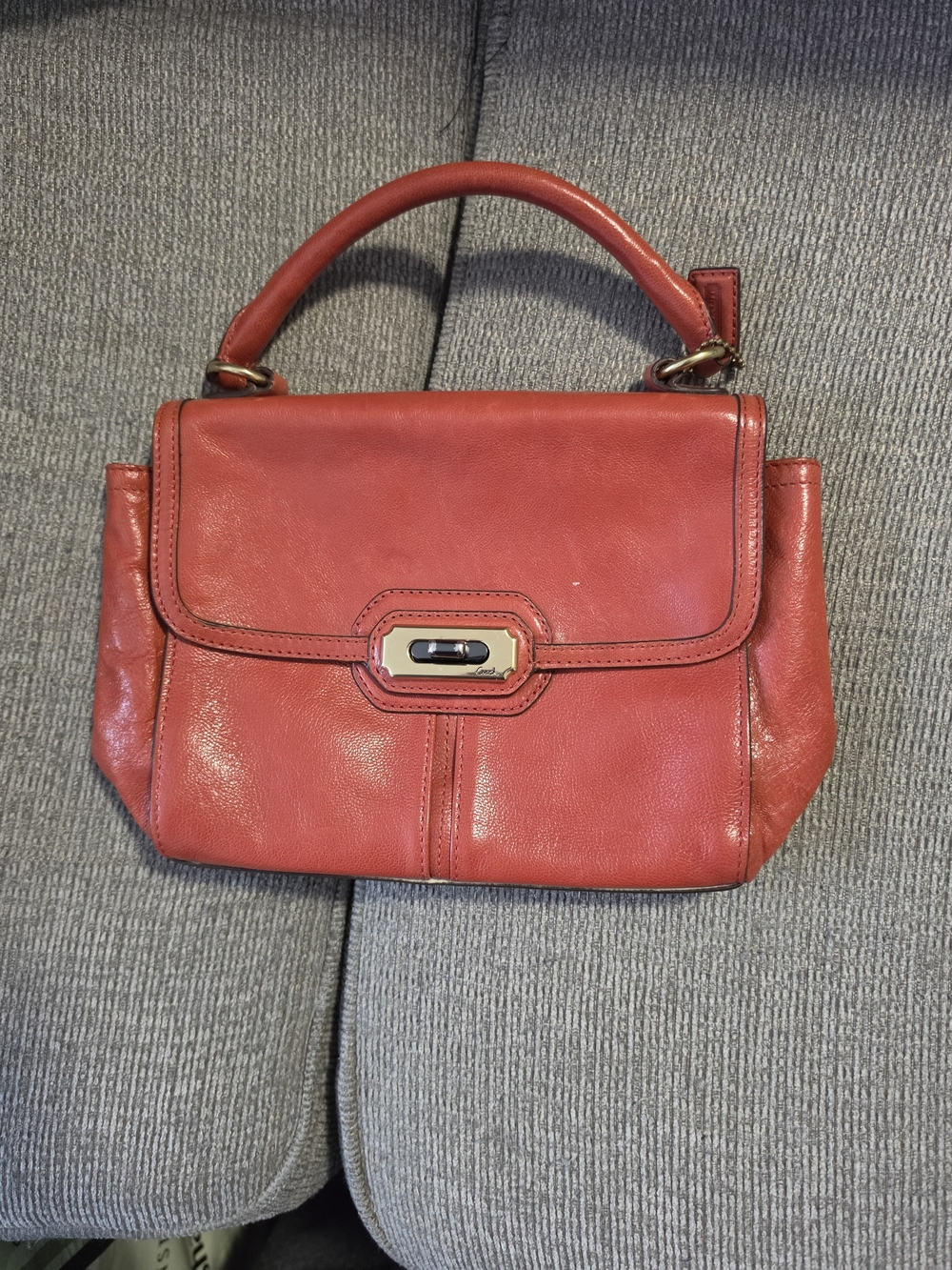 Coach Orange/Red Leather Top-Handle Women’s Satchel